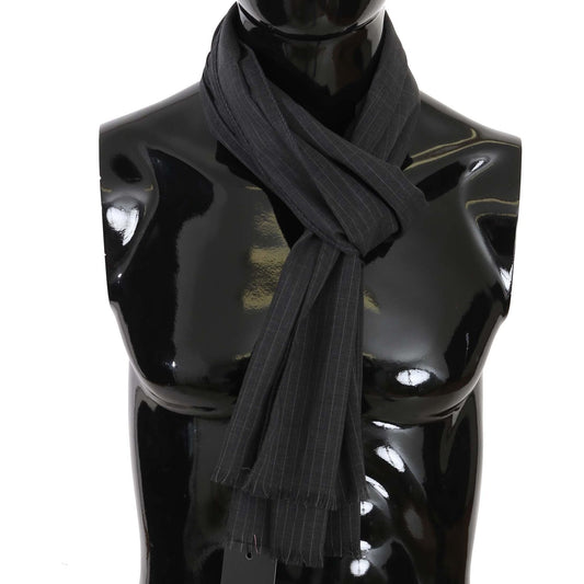 Dolce & Gabbana Gray 100% Wool Striped Pattern Wrap Scarf Wool Wrap Shawls