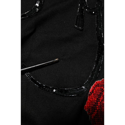 Dolce & Gabbana Black Rose Sequin Embellishments Blouse Top