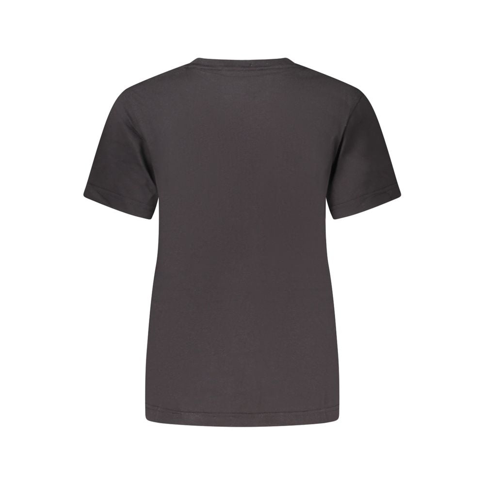 Calvin Klein Black Cotton Women T-Shirt back view showcasing minimalist style and elegant design.