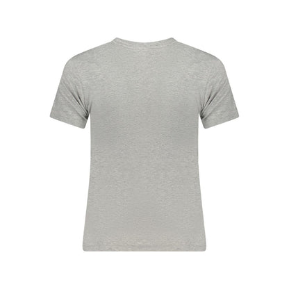 Back view of Guess Jeans Gray Cotton Women T-Shirt, featuring a slim fit, short sleeves, and classic style for modern fashion trends.