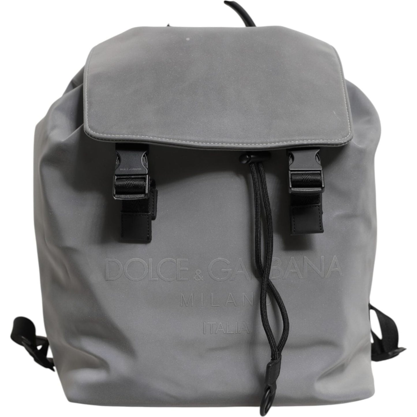 Dolce & Gabbana Gray Palermo Reflector Buckles Drawstring Backpack Bag BAG4647