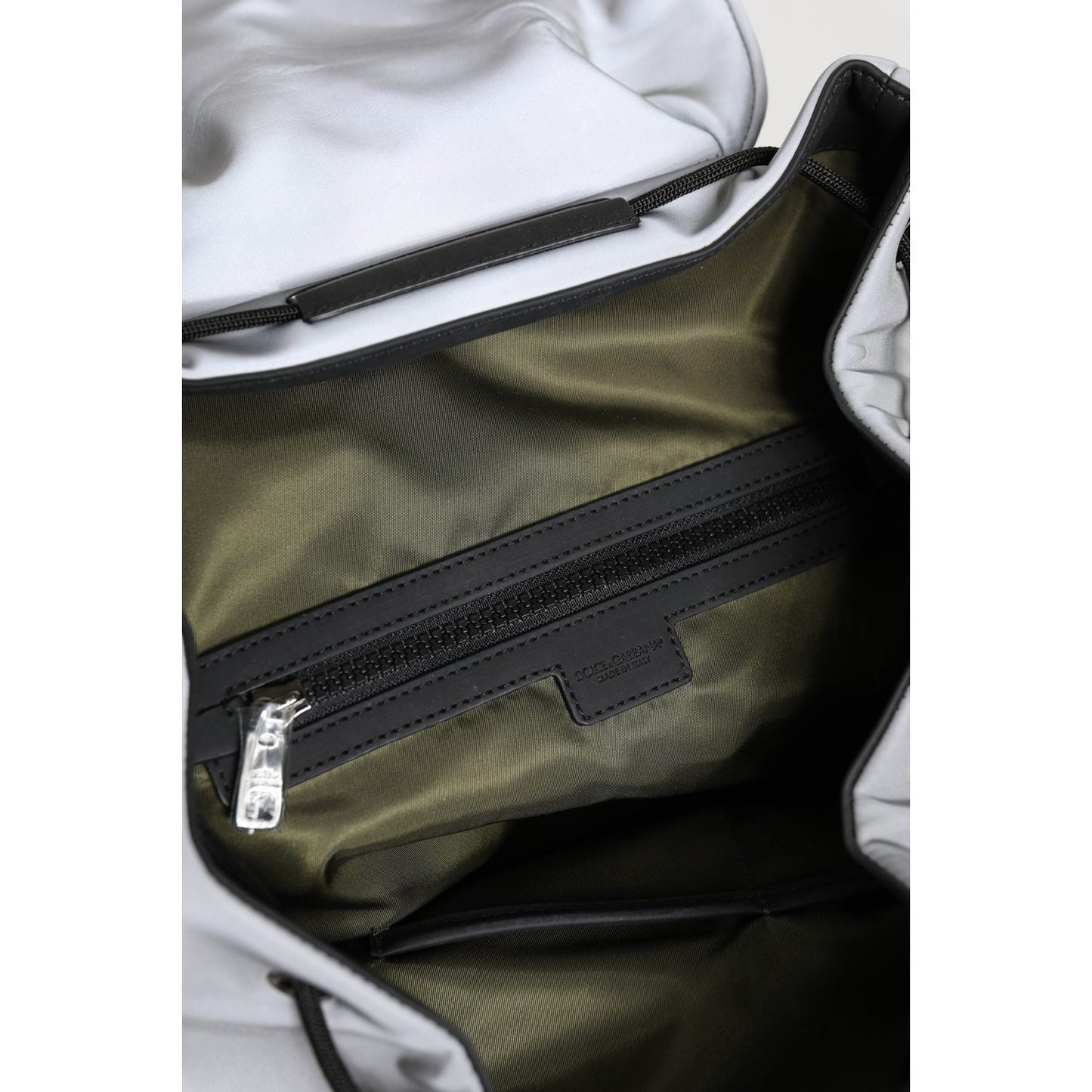 Dolce & Gabbana Gray Palermo Reflector Buckles Drawstring Backpack Bag BAG4647