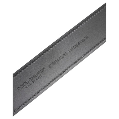 Dolce & Gabbana Black Leather Silver Metal Logo Buckle Belt