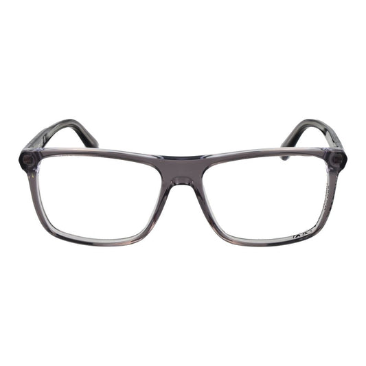 Guess Gray Men Glasses Frame, full-rim grey acetate, rectangle style with 56-16-145 size, spring hinge, includes branded case.