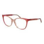 Guess Pink Women Glasses Frame in rose acetate, full-rim, butterfly style for women with demo lenses. Size 55-17-140.