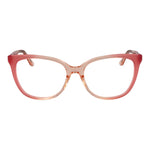 Guess Pink Women Glasses Frame in rose acetate with a full-rim butterfly style, demo lenses, and spring hinges, size 55-17-140.