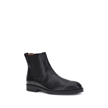 Tod's Black Calf Leather Bos Taurus Chelsea Boots