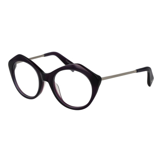 Yohji Yamamoto Purple Women Glasses Frame with metal plastic round full-rim design, lens width 51mm, bridge 20mm, temples 140mm.