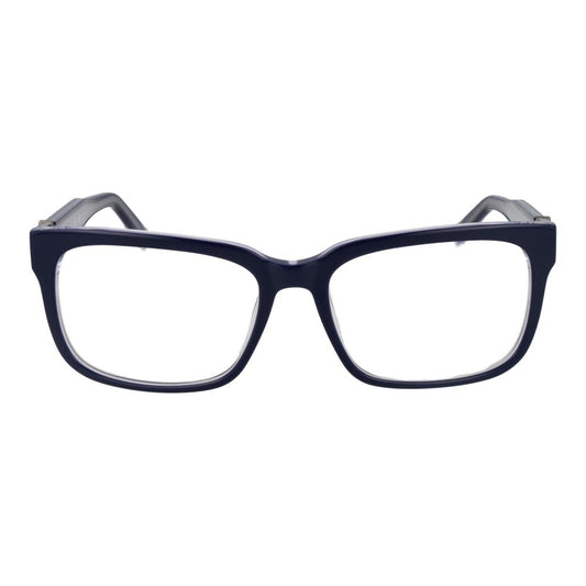 Guess Blue Men Glasses Frame, acetate full-rim with demo lenses, size 56-17-150, featuring rectangle style and spring hinge.