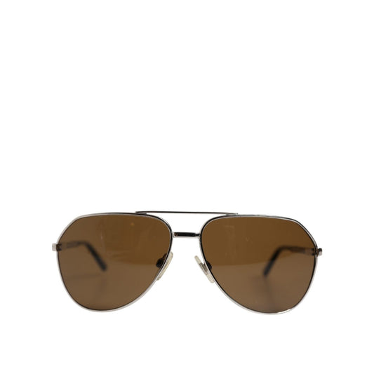 Dolce & Gabbana DG2073 Silver Steel Classic Pilot Brown Lens Sunglasses