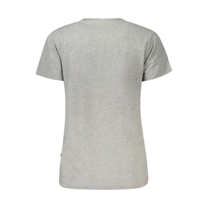 Back view of Guess Jeans Gray Cotton Women T-Shirt with short sleeves and crew neck for stylish casual wear.