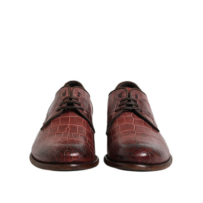Dolce & Gabbana Burgundy Leather Lace Up Derby Dress Shoes