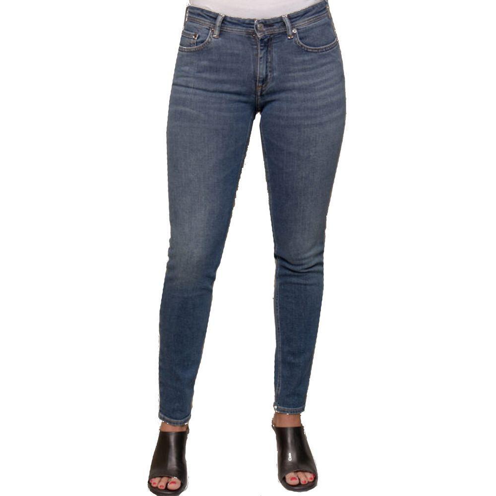 Acne Studios Blå Konst Climb Mid Blue Cotton Denim Jeans AC-8846134902996-W27