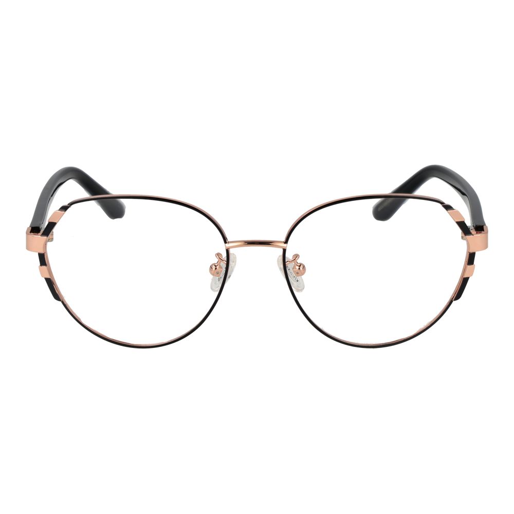 Guess Rose Gold Women Glasses Frame in metal, full-rim style. Round shape with demo lenses. Includes branded case for fashion eyewear lovers.