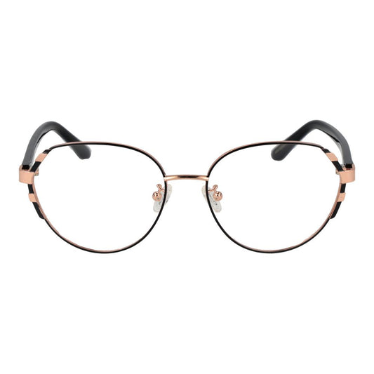 Guess Rose Gold Women Glasses Frame in metal, full-rim style. Round shape with demo lenses. Includes branded case for fashion eyewear lovers.