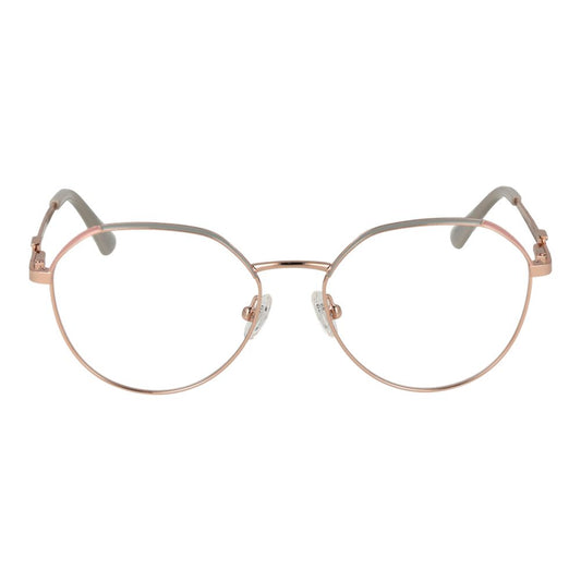 Guess Rose Gold Women Glasses Frame in full-rim metal, square style with demo lenses, includes branded case, size 53-16-140, spring hinge.