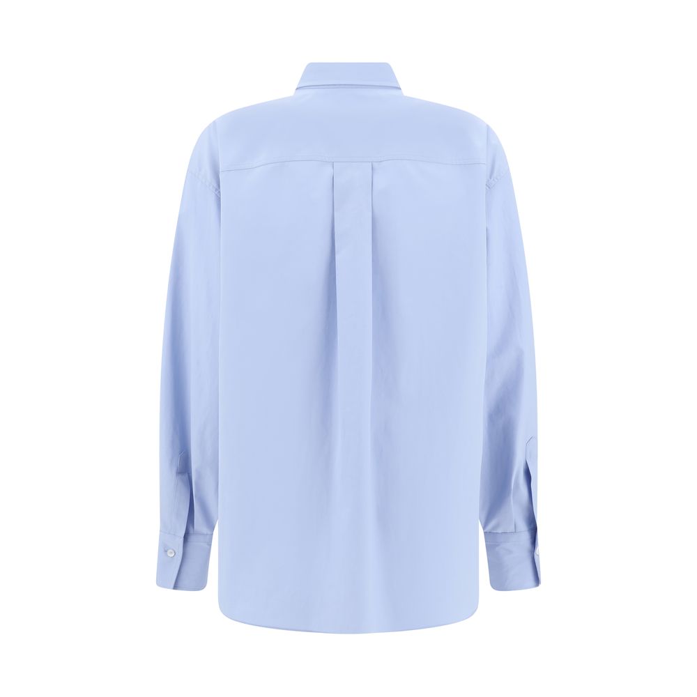 Brunello Cucinelli Light Blue Cotton Dress Shirt back view with classic collar and adjustable cuffs.
