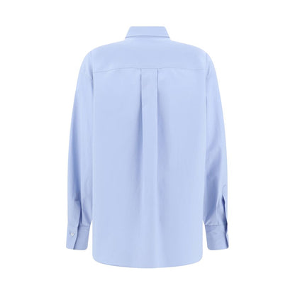 Brunello Cucinelli Light Blue Cotton Dress Shirt back view with classic collar and adjustable cuffs.