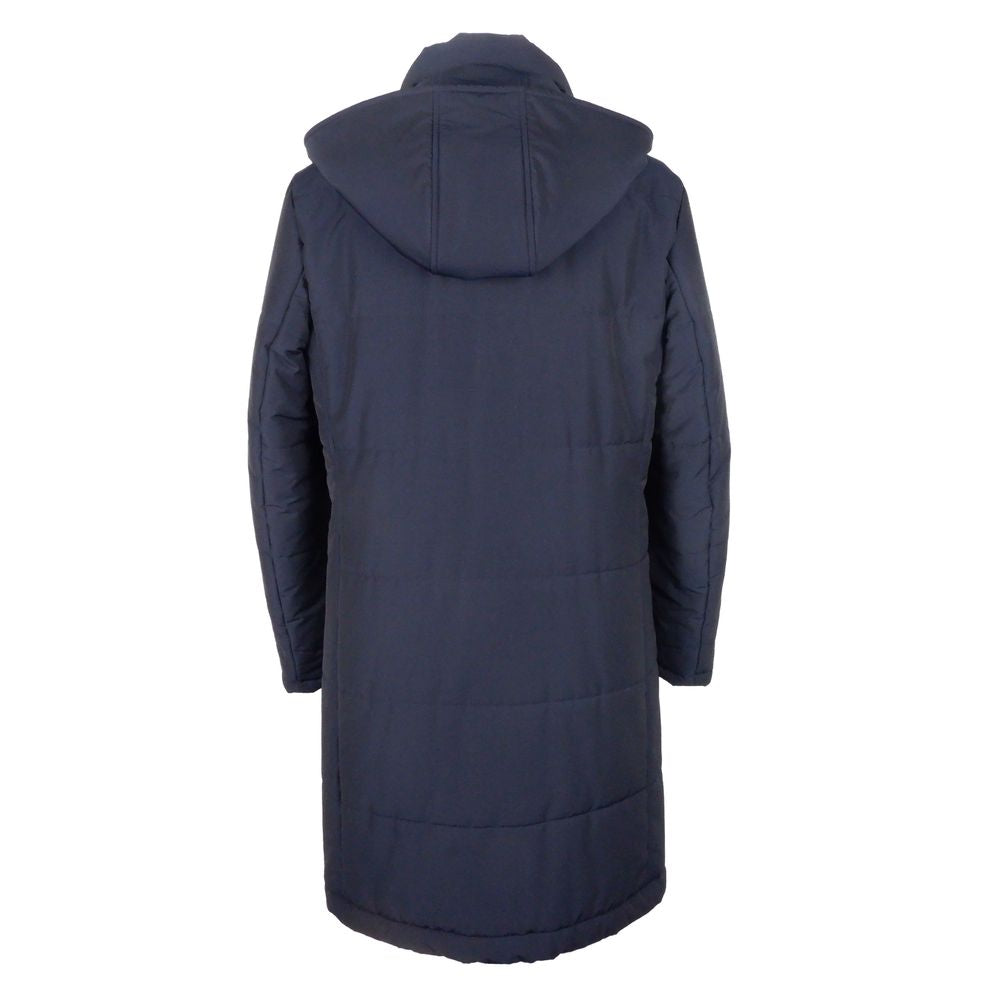 Made in Italy Blue Wool Men's Raincoat