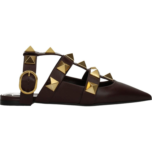Valentino Garavani Brown Leather Flat Sandals VA-8547150561545-EU36/US6