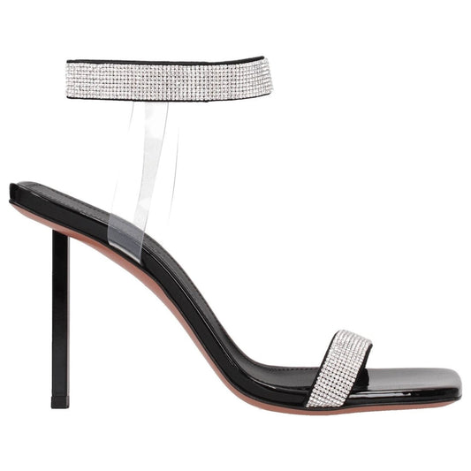 Amina Muaddi Black Crystals Stiletto Heels Sandals AM-8547274653961-EU36/US6