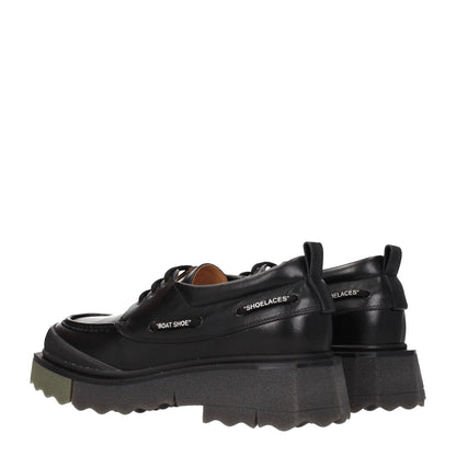 Off-White Black Leather Slip-On Loafers