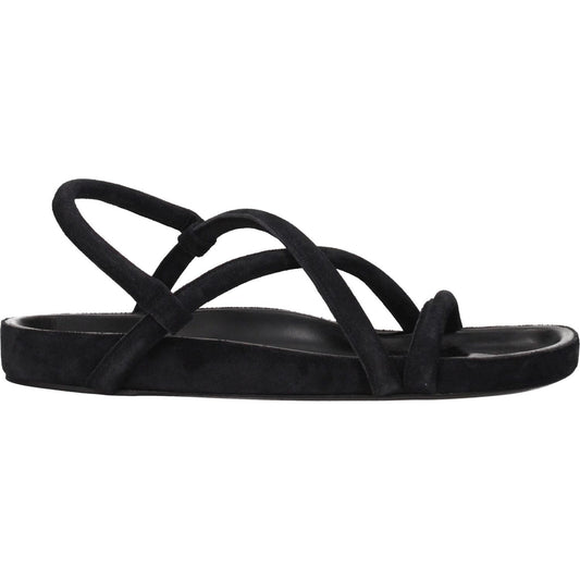 Isabel Marant Black Leather Flat Sandals IS-8547328229641-EU41/US8