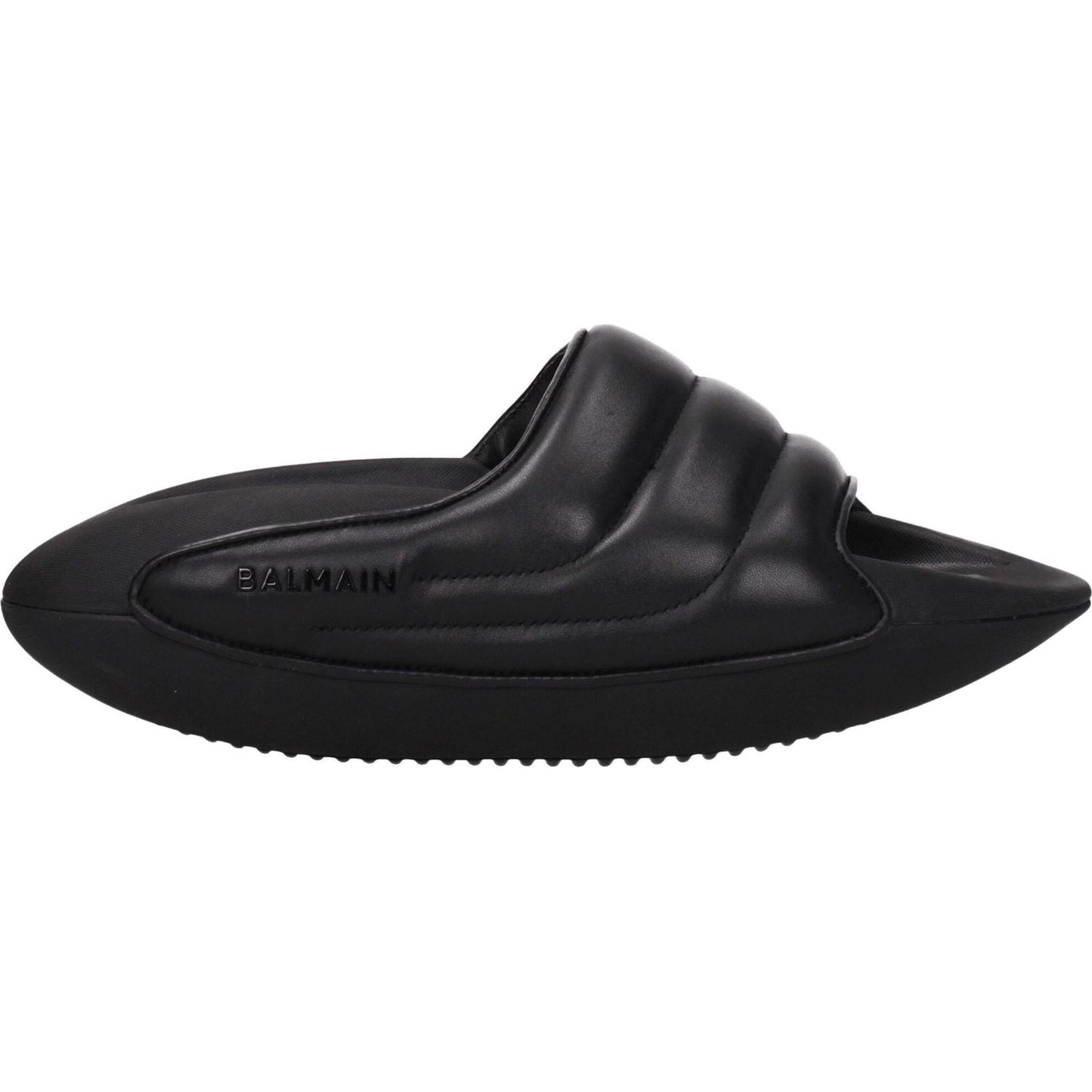 Balmain Black Leather Slippers Sandals BA-8547345891593-EU40/US7