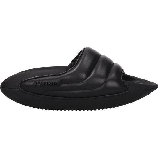 Balmain Black Leather Slippers Sandals BA-8547345891593-EU40/US7