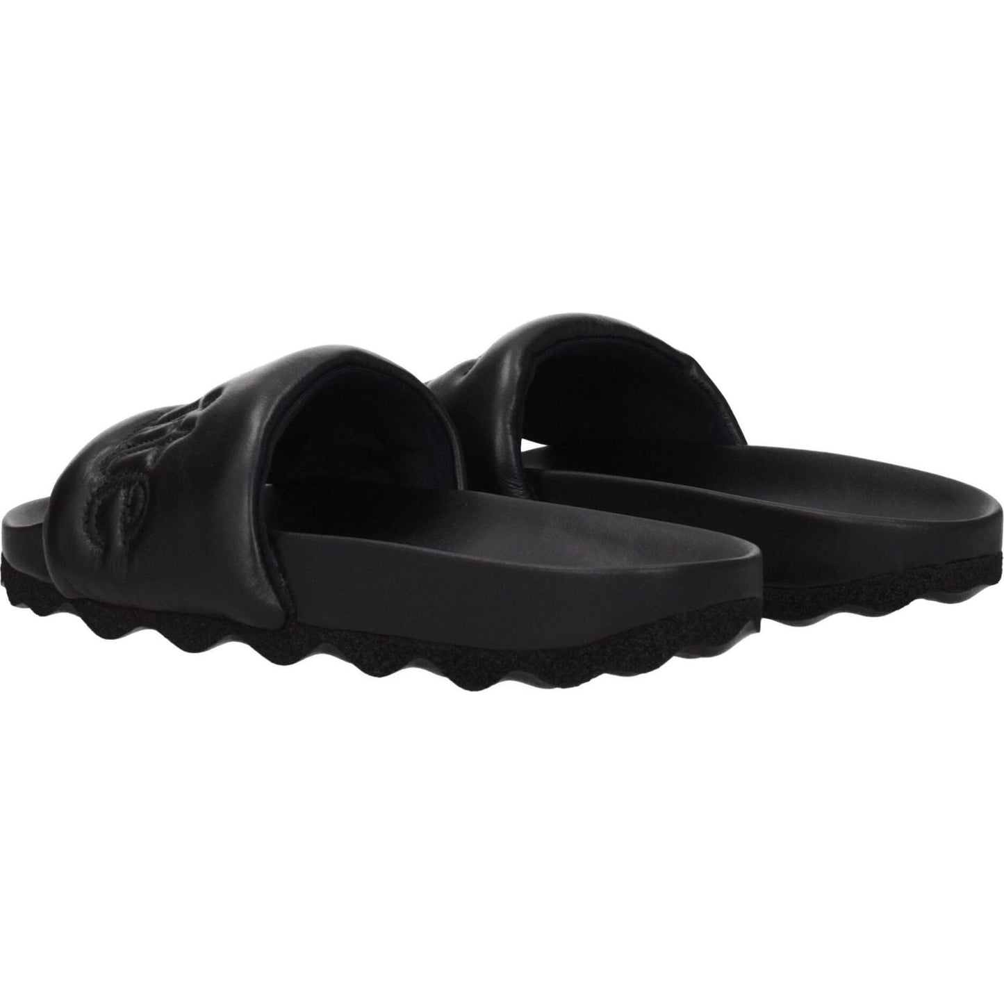 Off-White Black Leather Slippers Sandals OF-8547345727753-EU39/US6