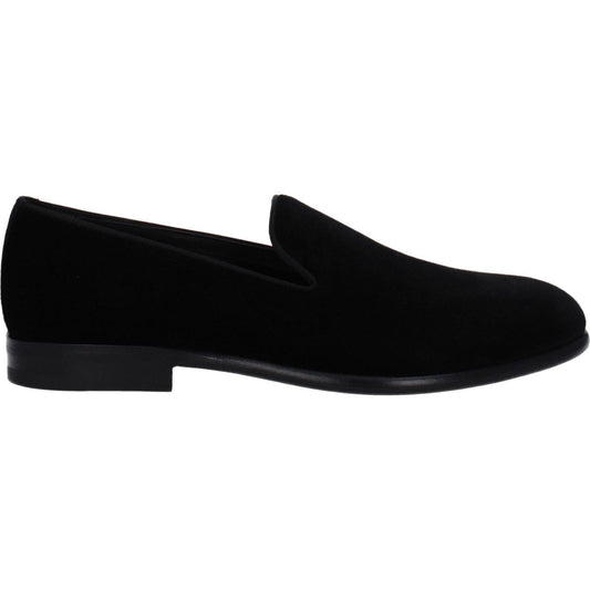 Dolce & Gabbana Black Velvet Slip-On Loafers DO-8547415621897-EU39/US6