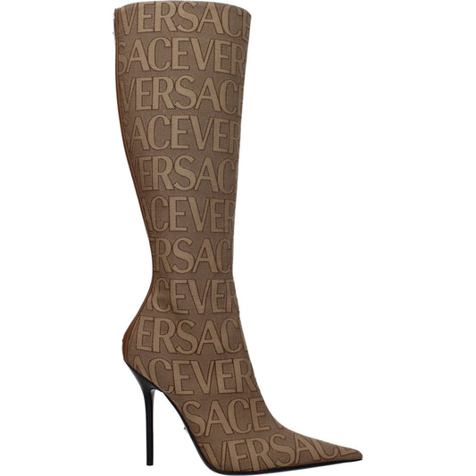 Versace Beige Fabric High Heel Boots VE-8617377366281-EU36/US6