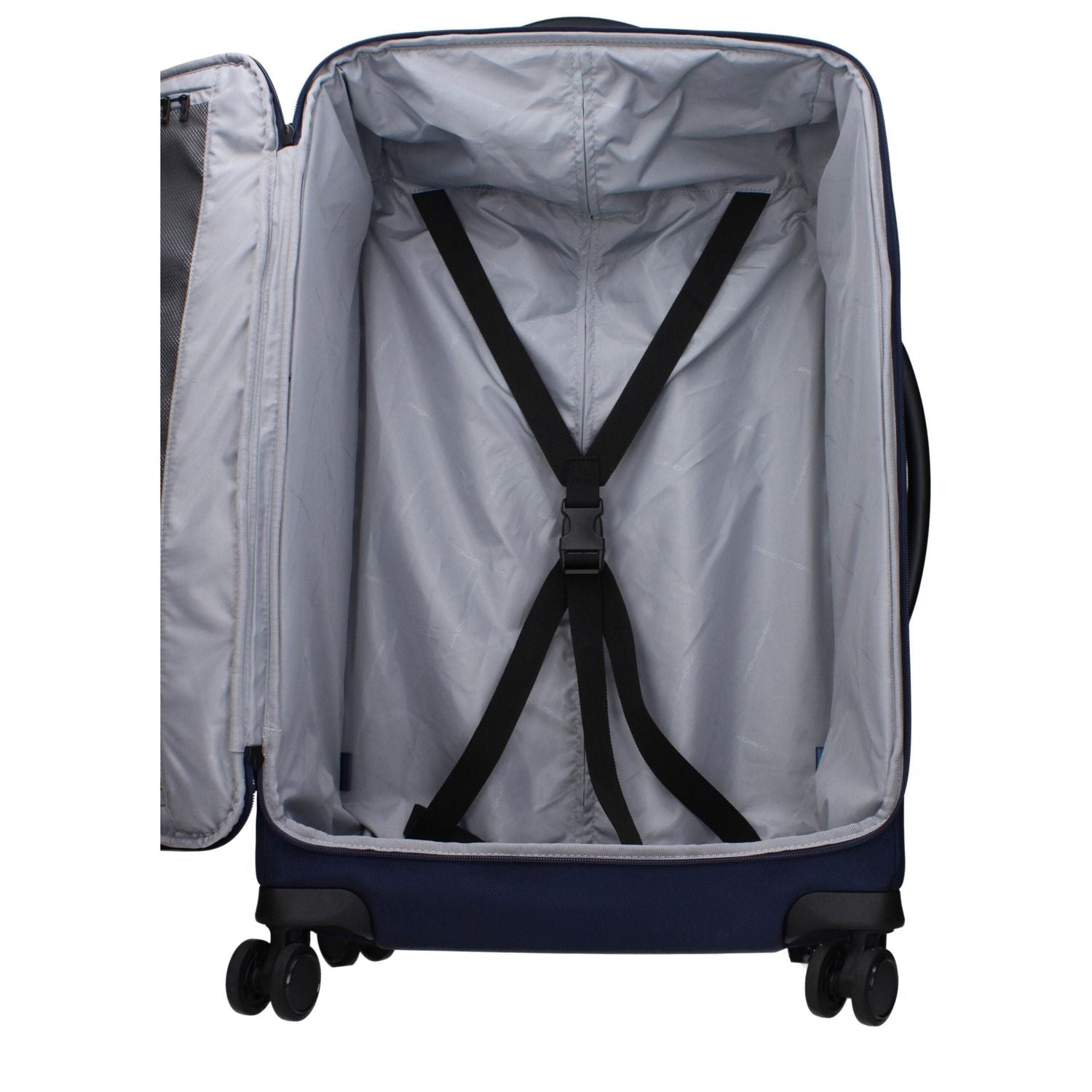 Front view with bag zipped and handles upright.