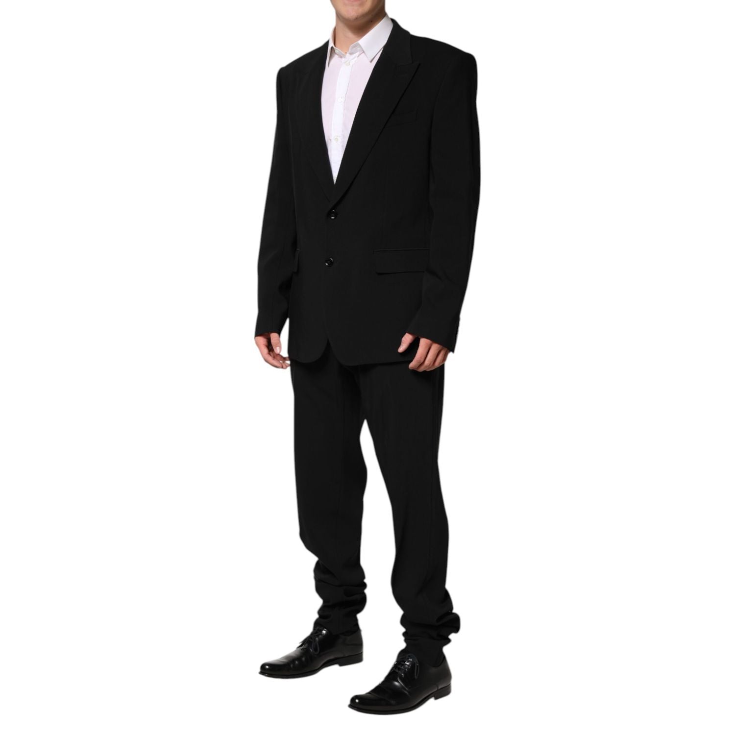 Dolce & Gabbana Black Cotton Single Breasted 2 Piece Suit