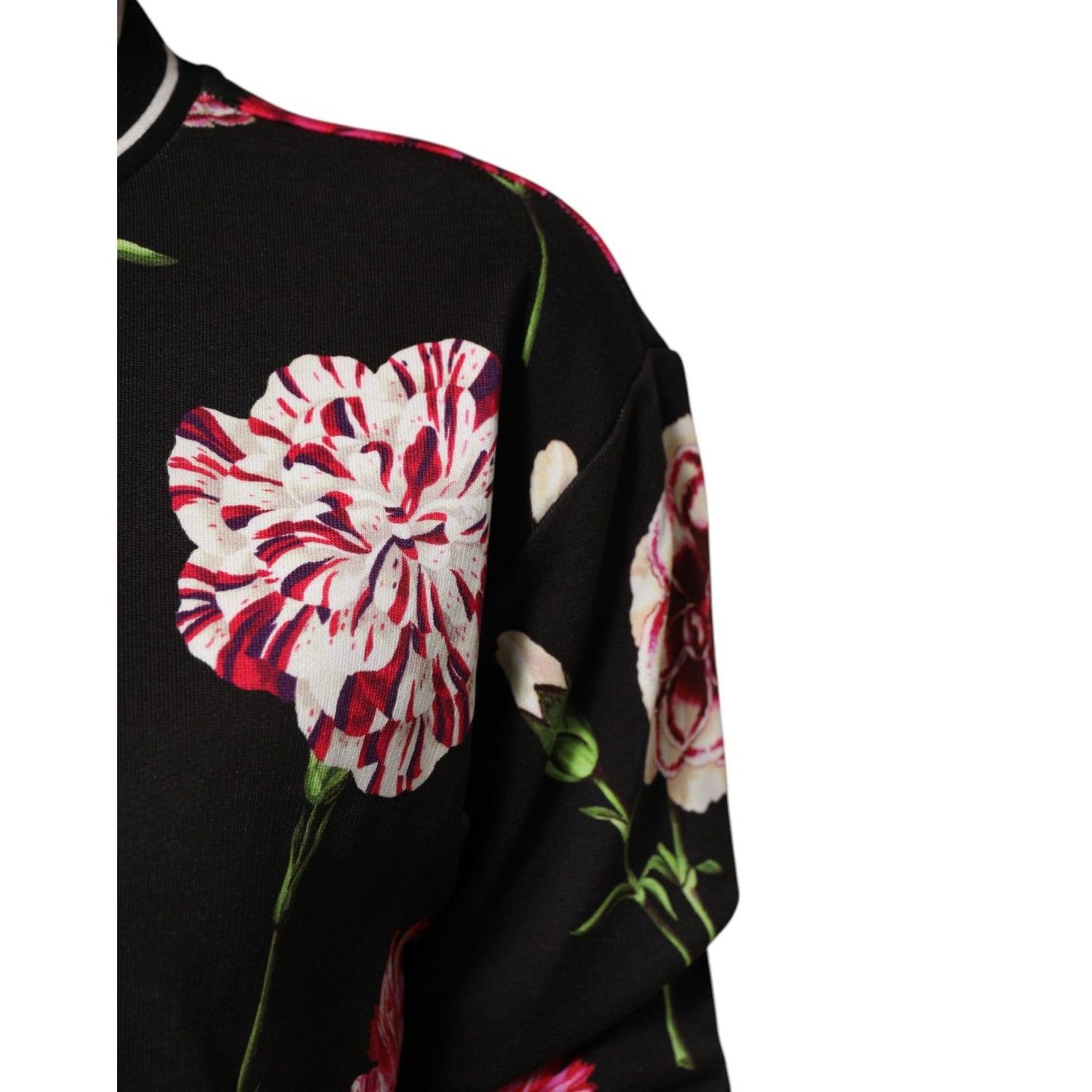 Dolce & Gabbana Black Floral Print Cotton Short Sleeves Top