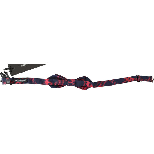 Dolce & Gabbana Red Checkered 100% Silk Adjustable Men Neck Bow Tie Bow Tie