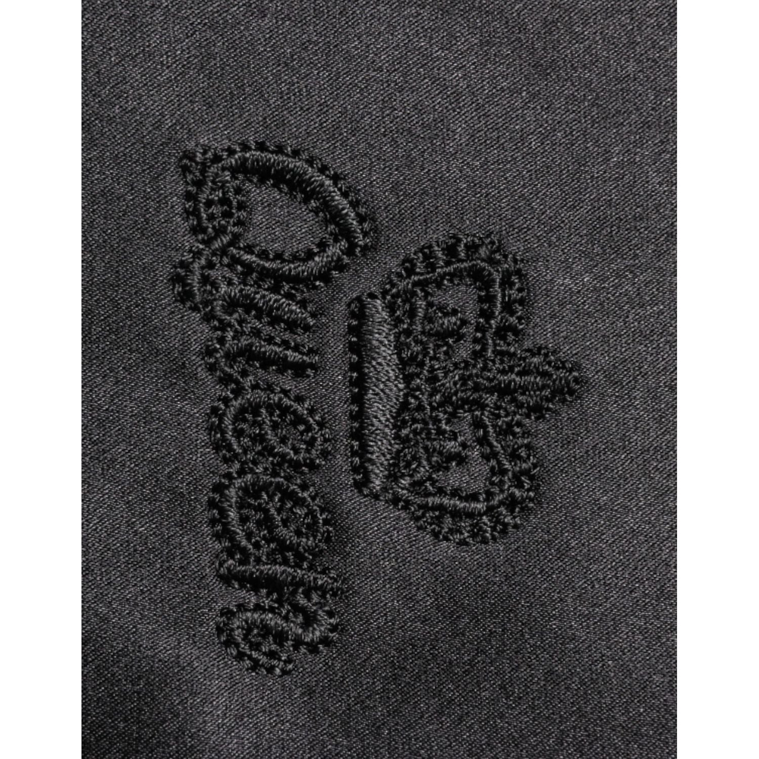 Dolce & Gabbana Black Silk Ascot Collared Button Blouse Top