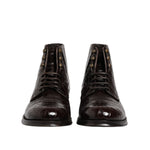 Dolce & Gabbana Dark Brown Leather Lace Up Short Boots Shoes