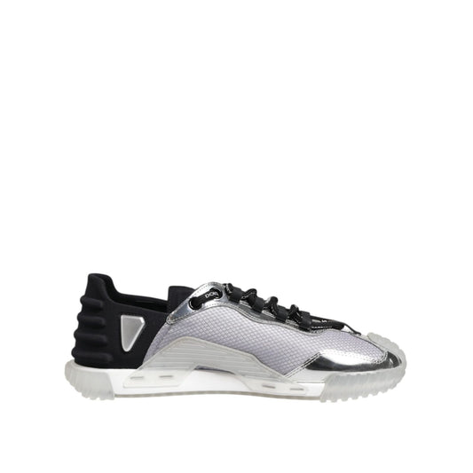 Dolce & Gabbana Silver Black Nylon NS1 Low Top Men Sneakers Shoes