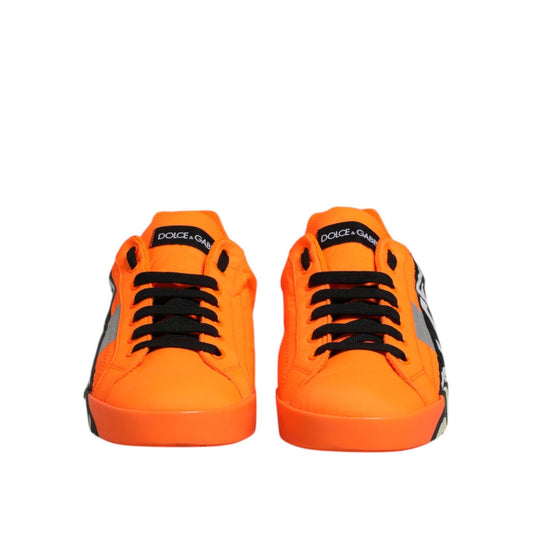 Dolce & Gabbana Orange Portofino Logo Tape Men Sneakers Shoes