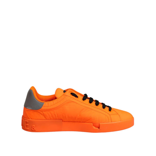 Dolce & Gabbana Orange Portofino Logo Tape Men Sneakers Shoes