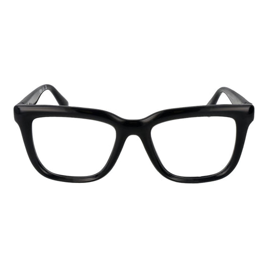 Guess Black Unisex Glasses Frame, full-rim rectangular style, plastic material, size 52-19-145 with spring hinge, includes branded case.