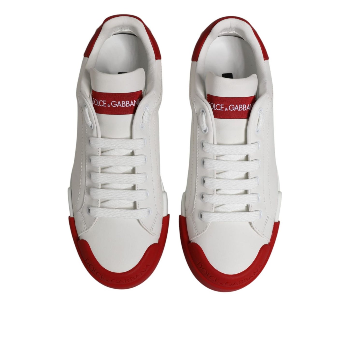 Dolce & Gabbana White Leather DG Logo Low Top Sneakers Shoes