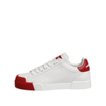 Dolce & Gabbana White Leather DG Logo Low Top Sneakers Shoes