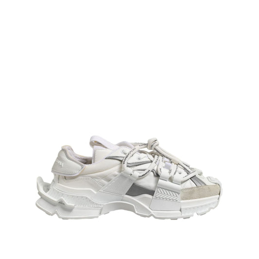 Dolce & Gabbana White Silver Low Top SPACE Men Sneakers Shoes