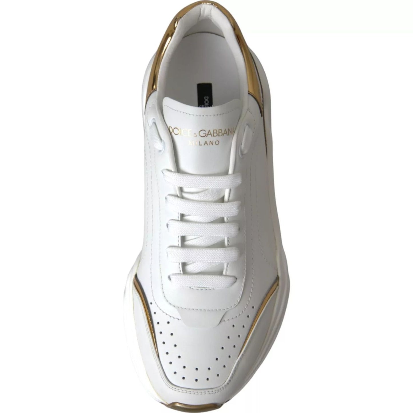 Dolce & Gabbana White Gold DAYMASTER Leather Sneakers Mens Shoes