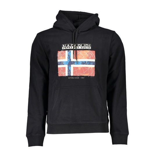 Napapijri Black Cotton Men's Hooded Sweater