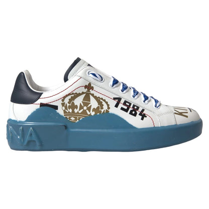 Dolce & Gabbana Blue White Printed Portofino Melt Sneakers