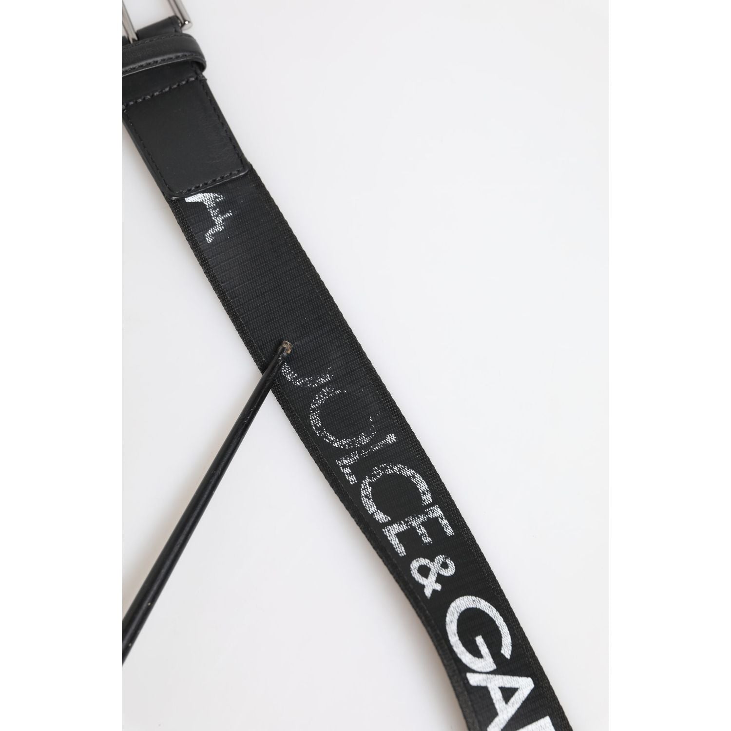 Dolce & Gabbana Black Polyester Leather Metal Buckle Belt