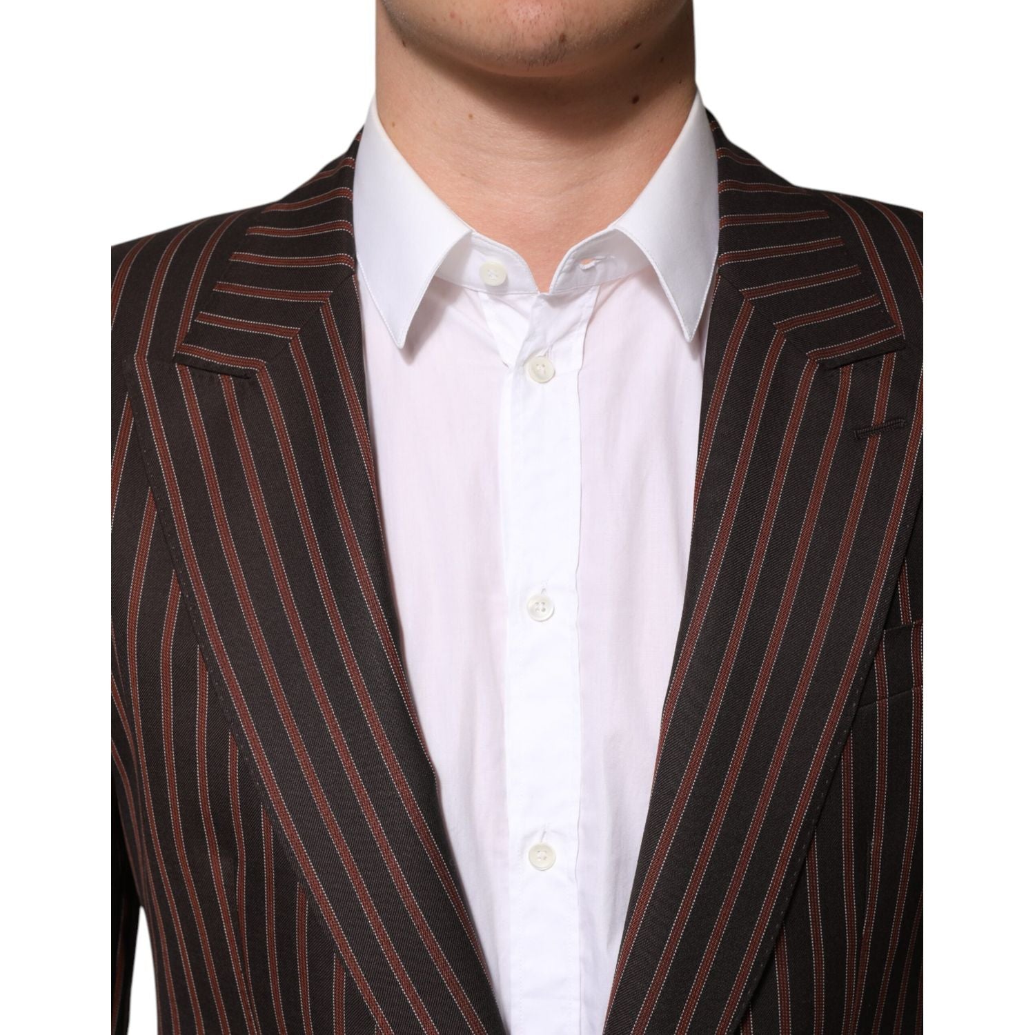 Dolce & Gabbana Black Brown Stripe Single Breasted Blazer